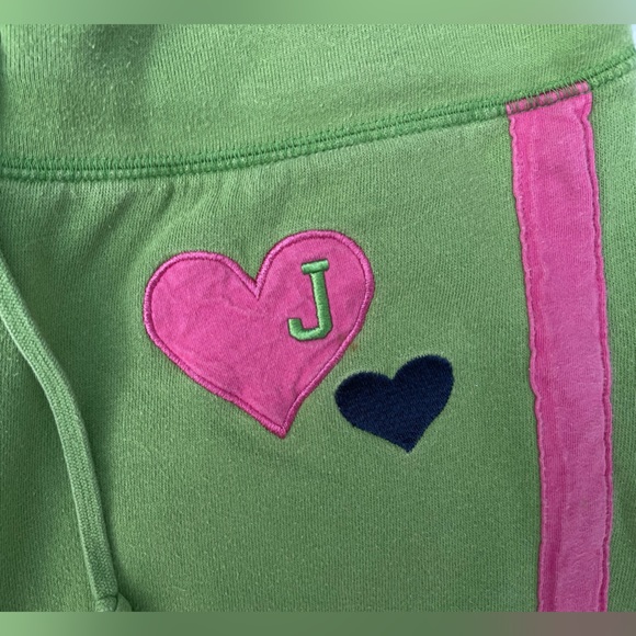 Super Cute & Soft 90s Pink & Green Embroidered Jimmyz Flare Bottom Sweatpants - Picture 5 of 10